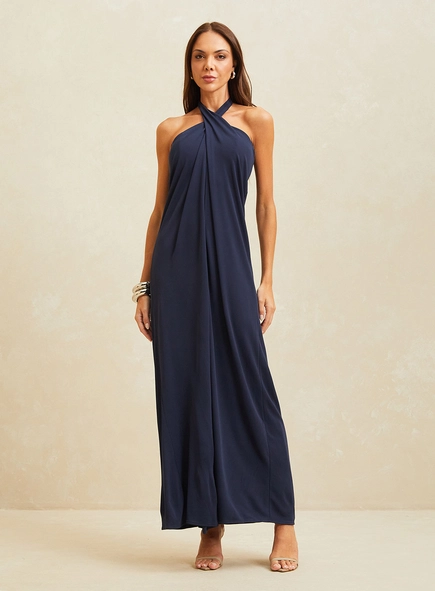 Vestido Longo Halter Com Amarração
