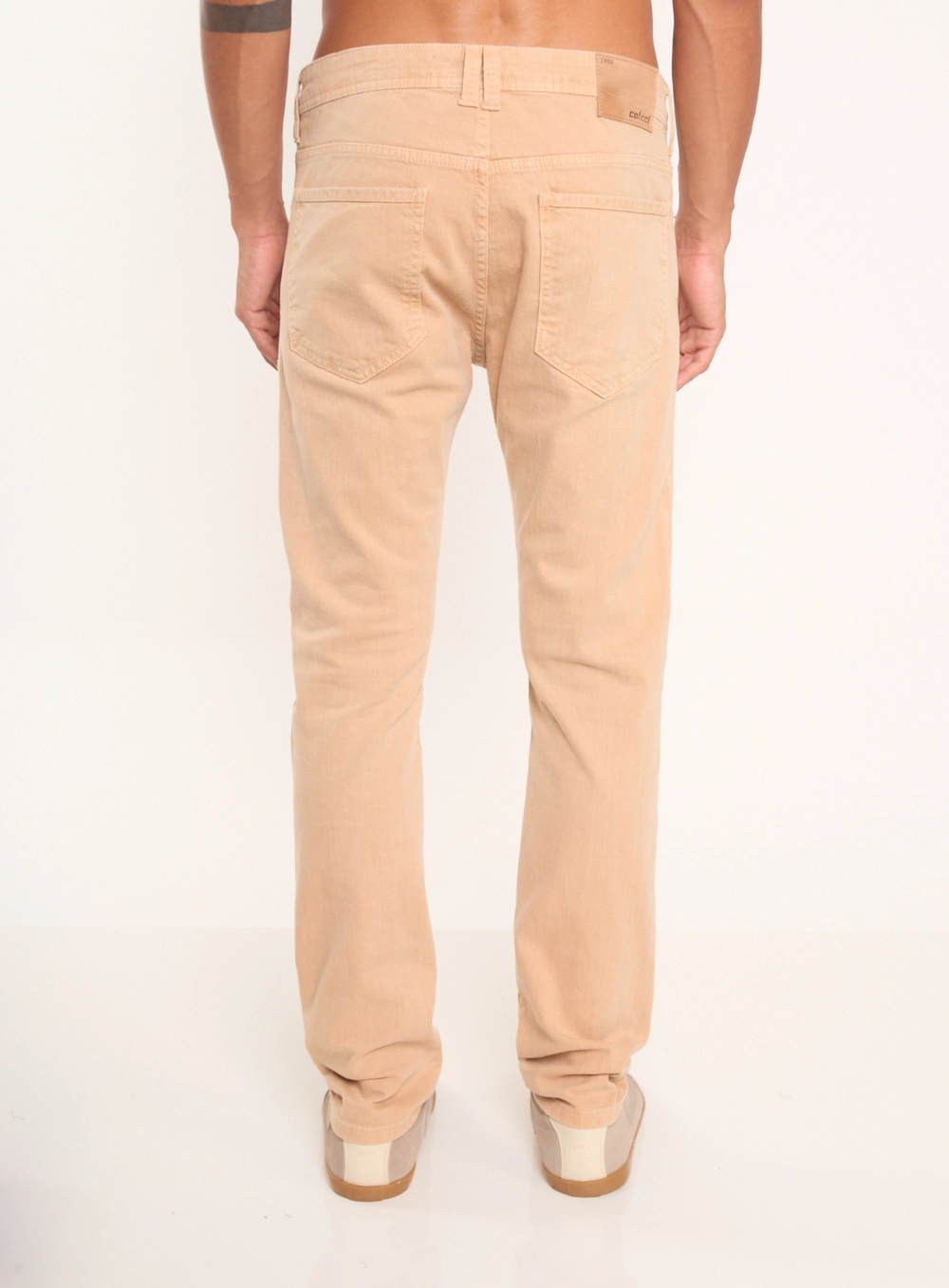 Calça Masculina Reta Com Bolsos Bege