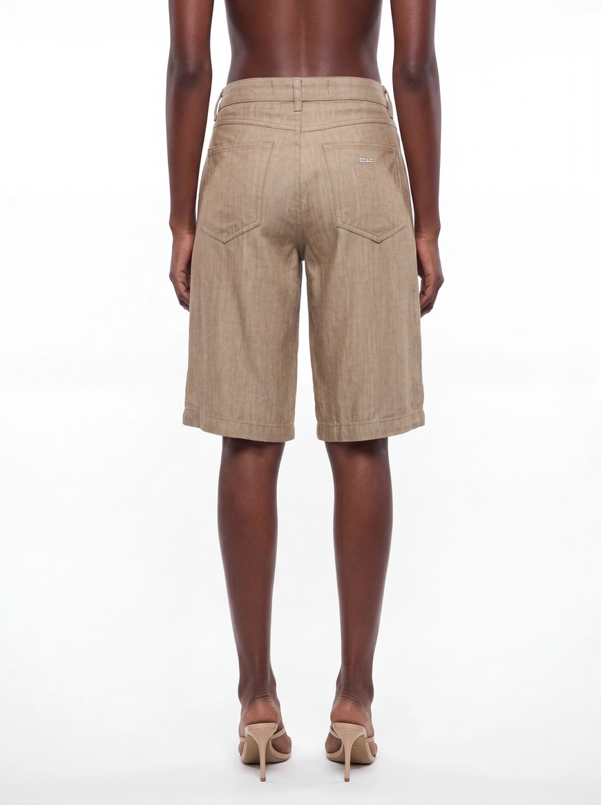 Bermuda Jeans Feminina Baggy Índigo Marrom 4