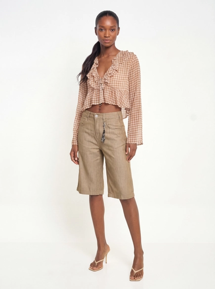 Bermuda Jeans Feminina Baggy