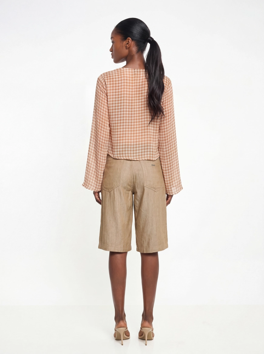 Blusa Solta Com Babados Amarração - Vichy