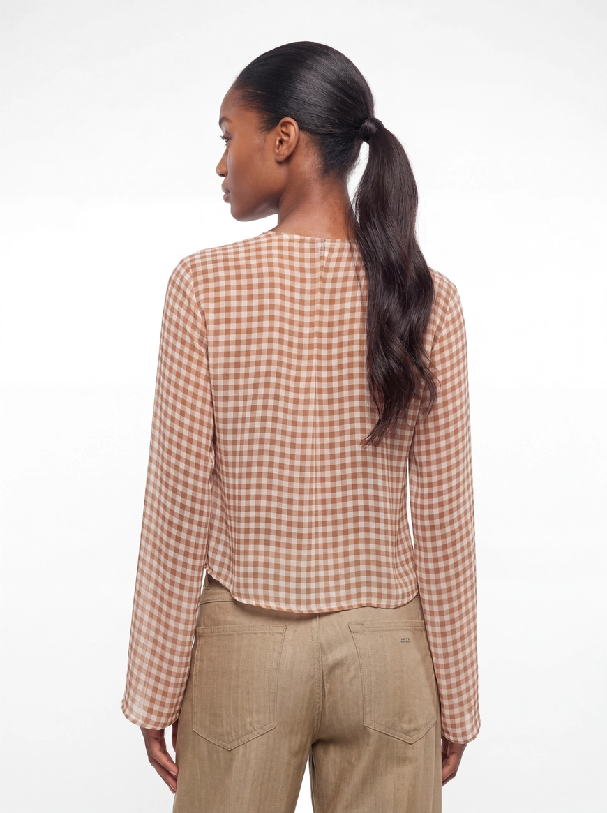 Blusa Solta Com Babados Amarração - Vichy Estampados 4