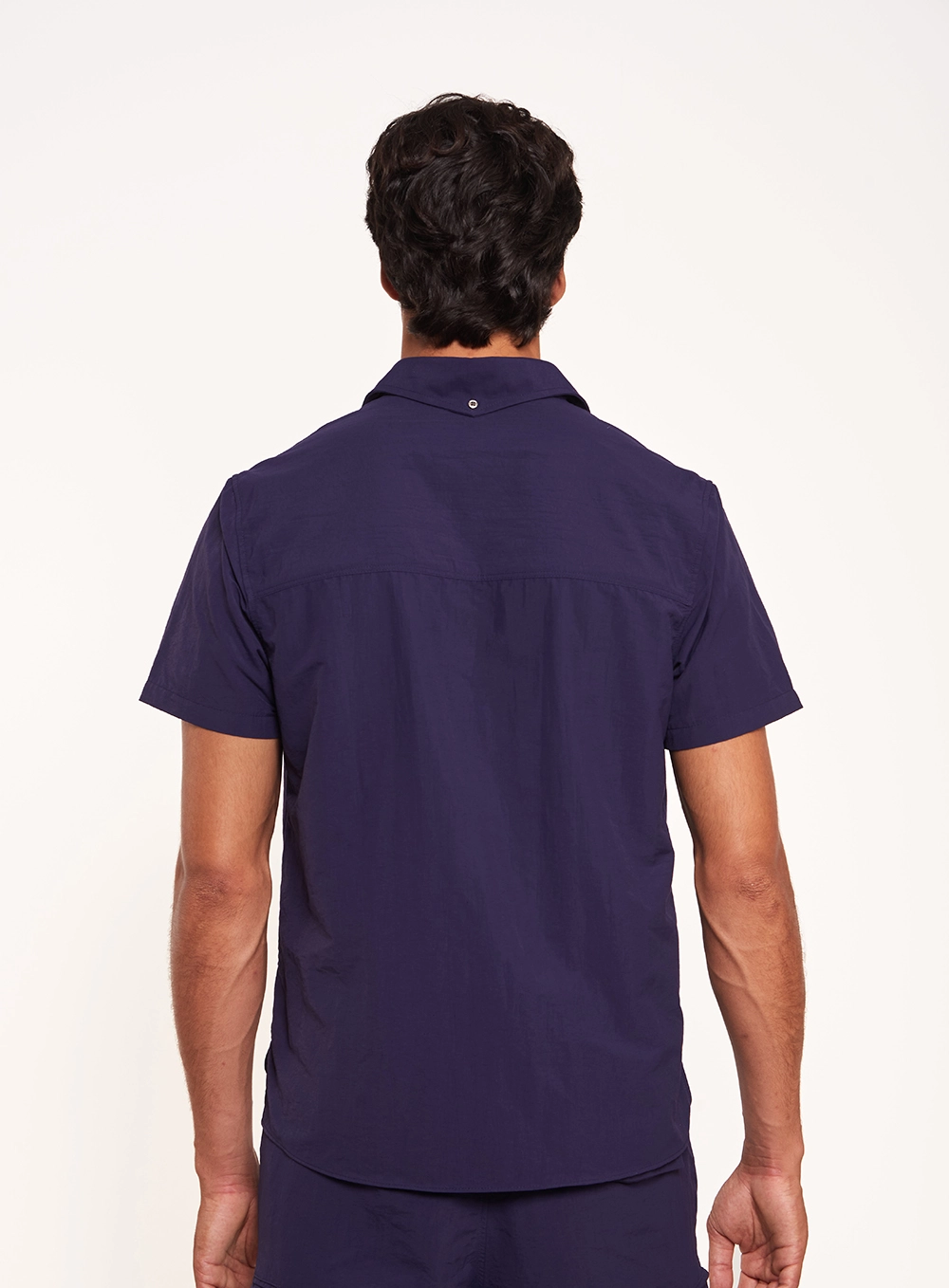 Camisa Masculina Manga Curta Com Botões Azul