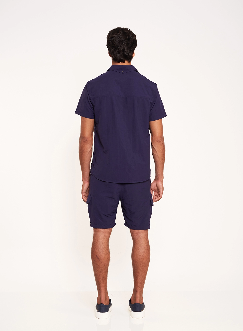 Camisa Masculina Manga Curta Com Botões Azul