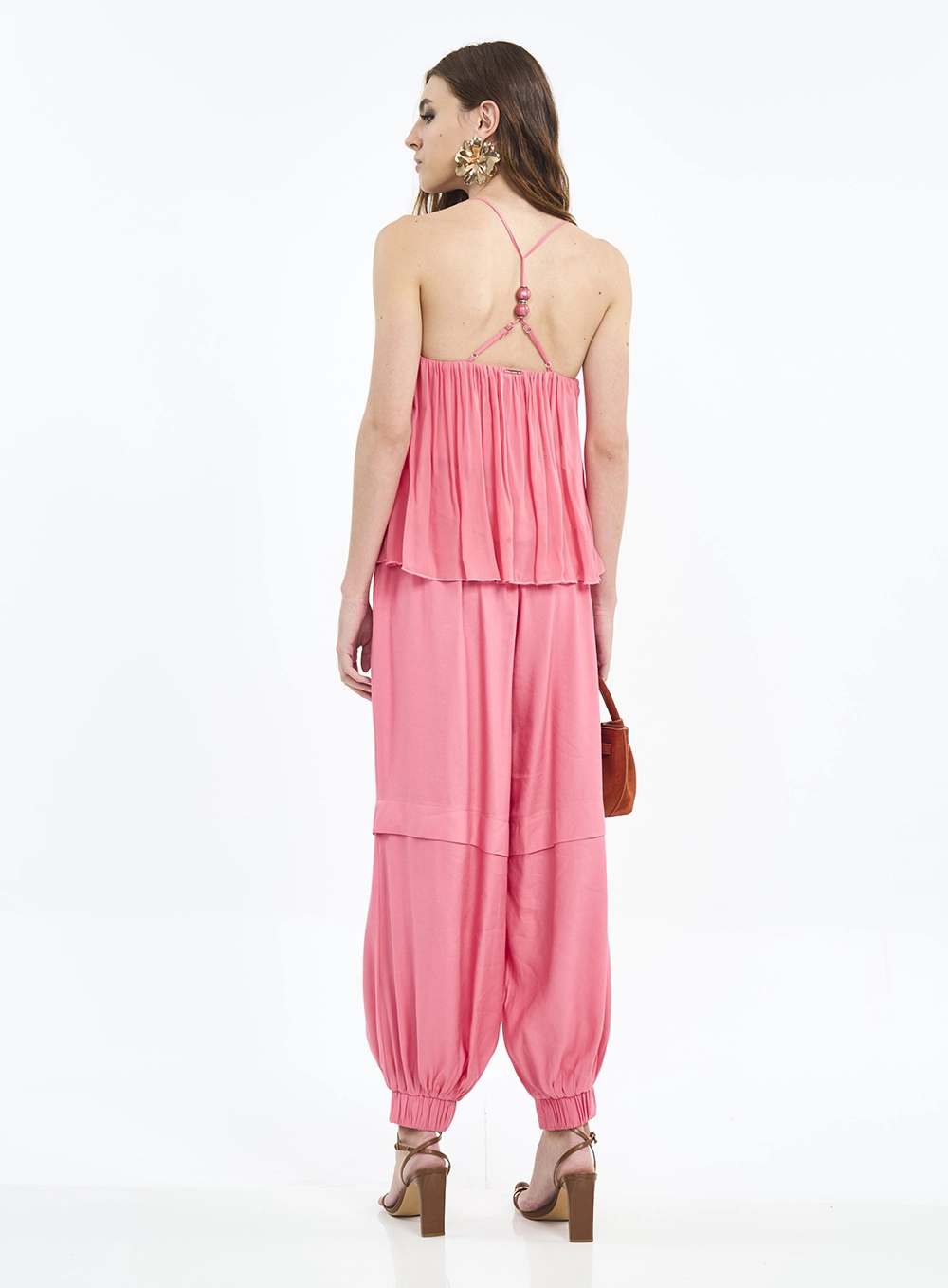 Blusa Com Babados E Miçangas Rosa