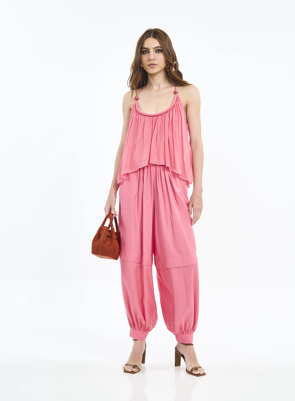 Blusa Com Babados E Miçangas Rosa
