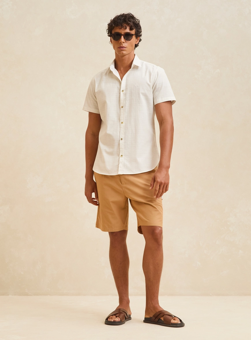 Camisa Masculina St Barths Manga Curta Off Shell