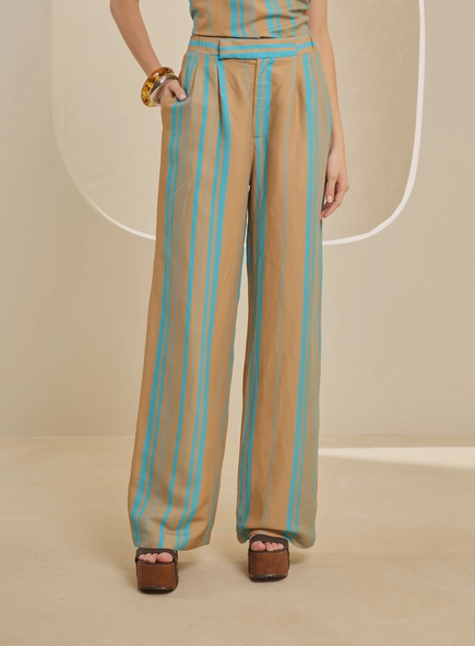 Calça Alfaiataria Feminina Reta Estampada