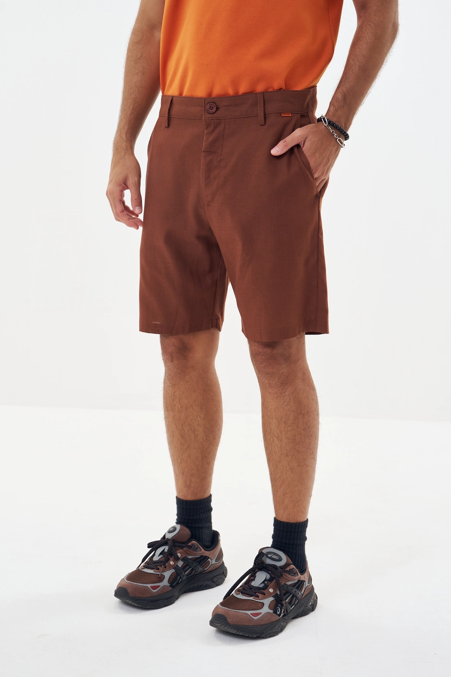 Bermuda Masculina Alfaiataria Marrom 2