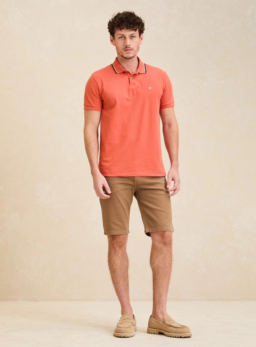 Polo Masculina Muscle Com Bordado Laranja 1