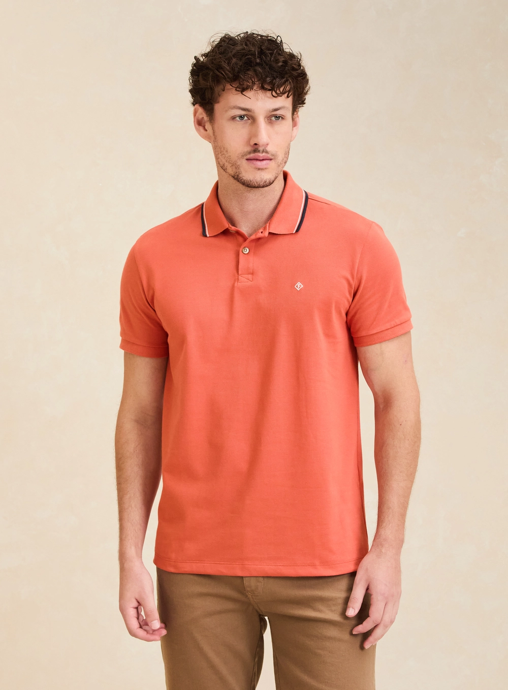 Polo Masculina Muscle Com Bordado Laranja 3