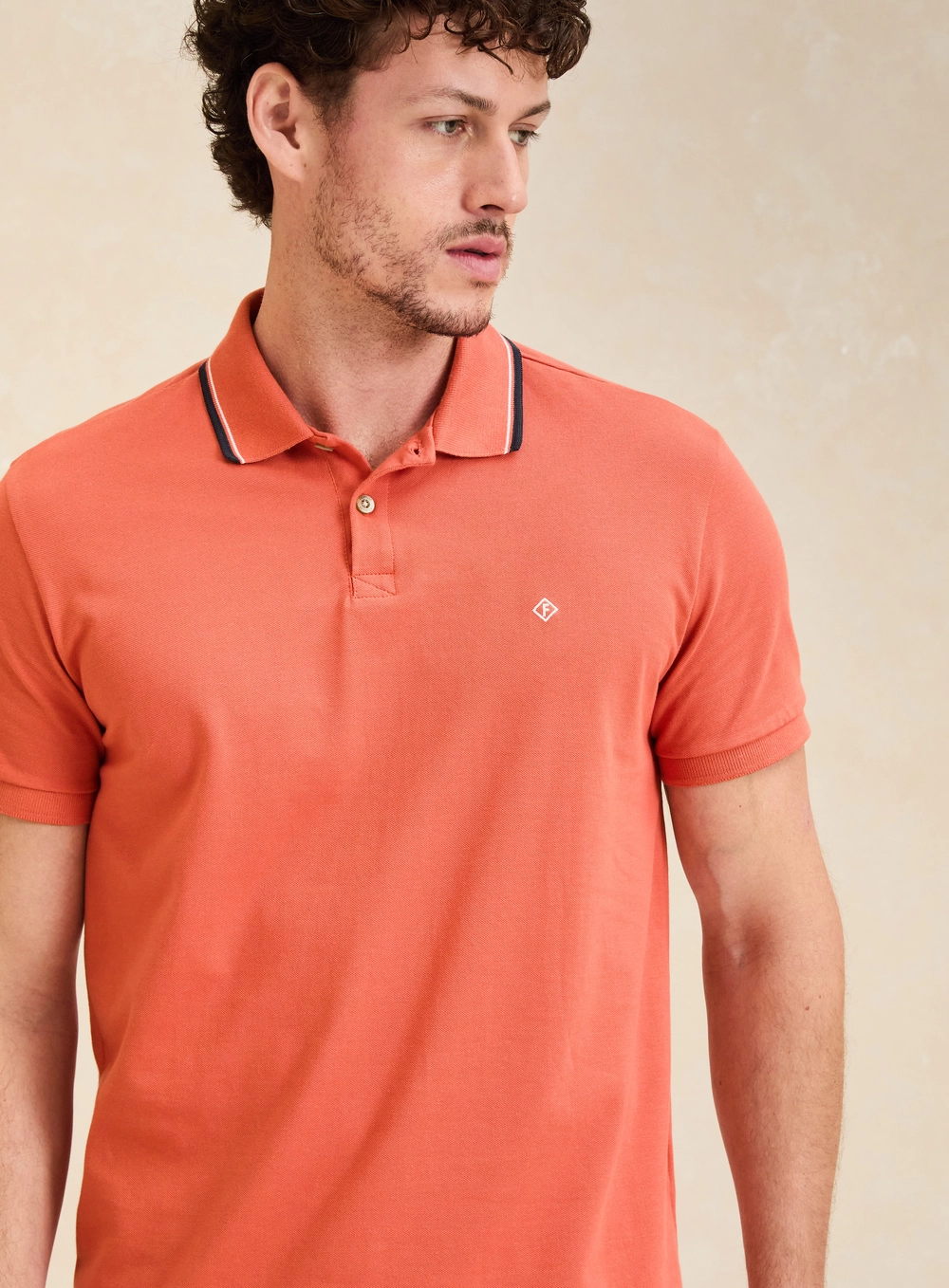 Polo Masculina Muscle Com Bordado Laranja 4