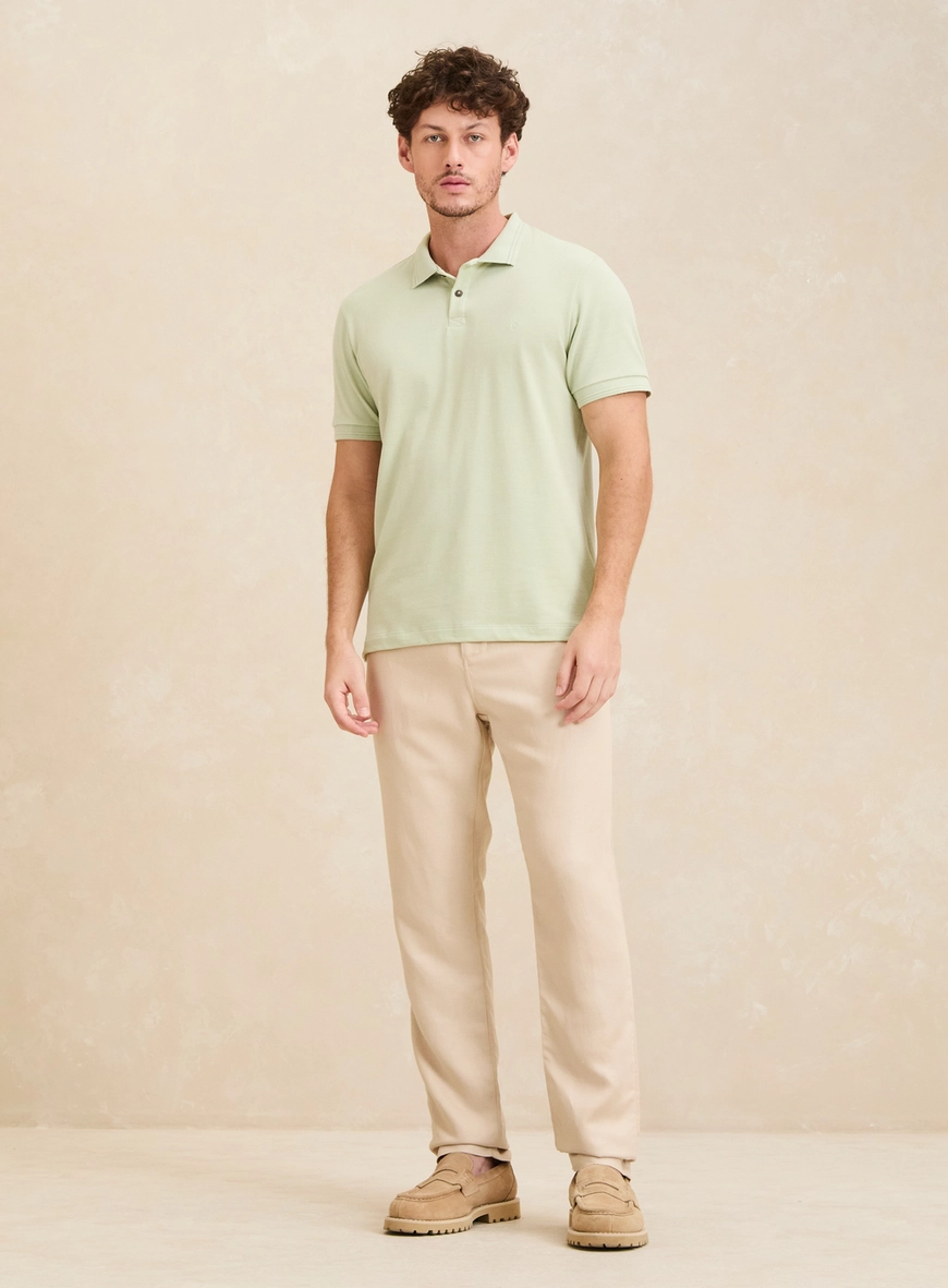 Polo Masculina Muscle Com Frisos Bege