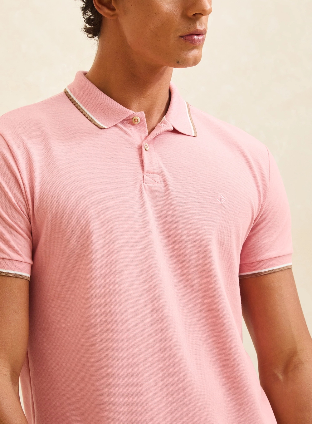 Polo Masculina Muscle Com Friso Rosa 4