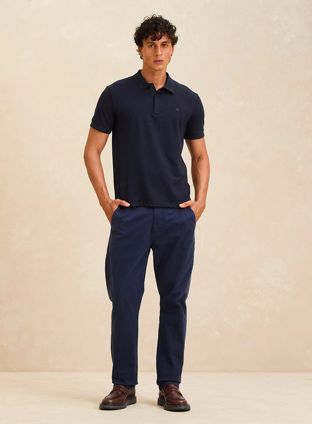 Polo Masculina Muscle Piquet Azul 4