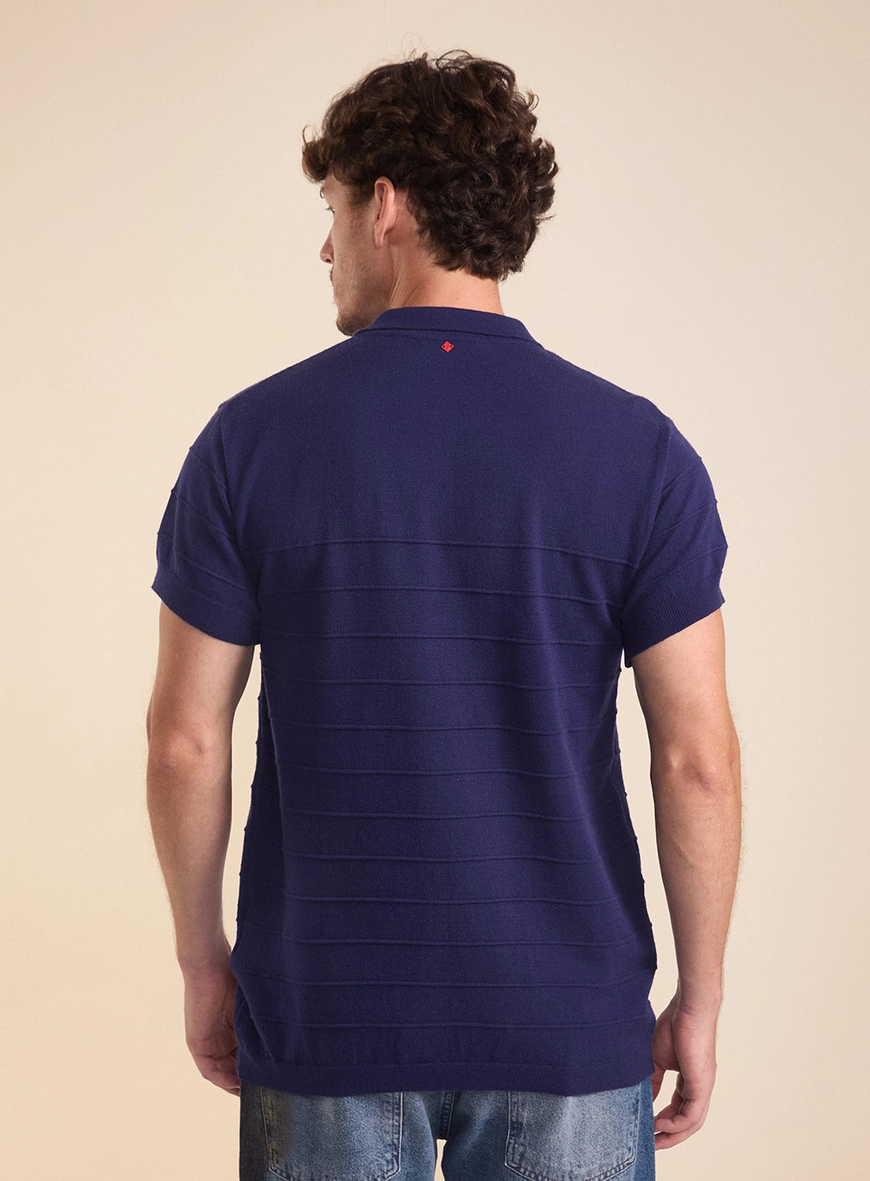 Polo Masculina Tricot Muscle Azul