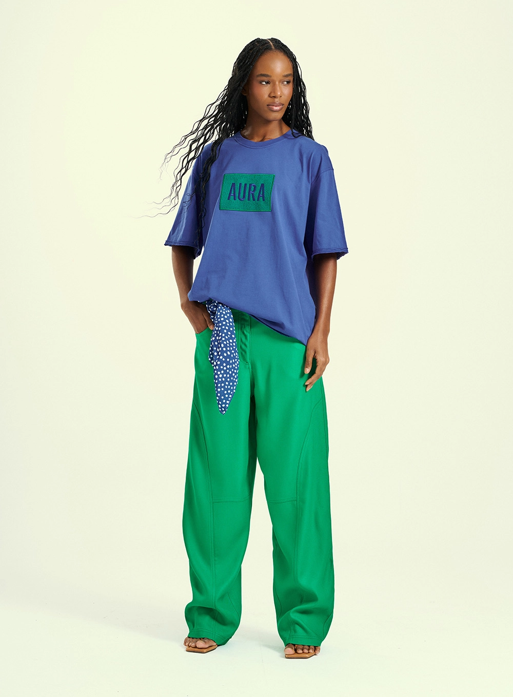 Calça Feminina Wide Leg Com Bolsos Verde 4