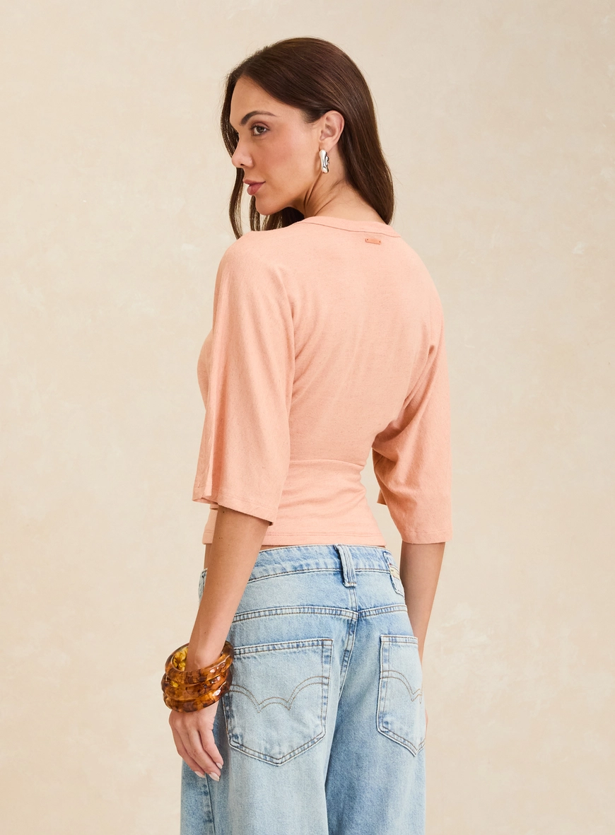 Camiseta Feminina Acinturada Laranja 2