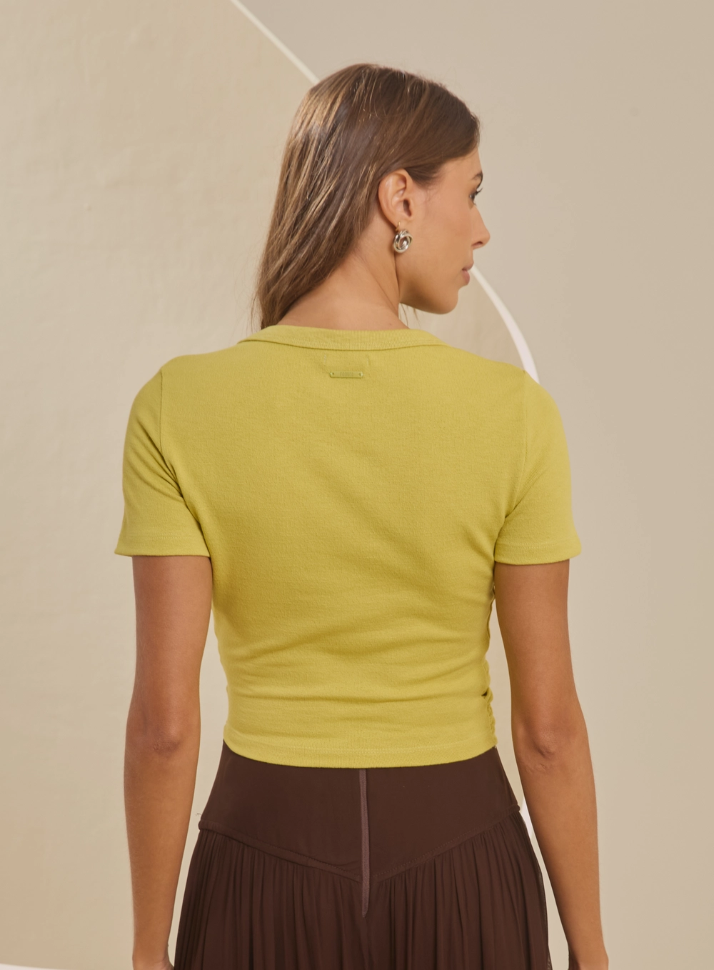 Camiseta Feminina Malha Texturizada Com Amarração Verde 2