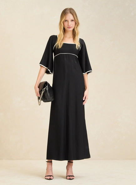 Vestido Midi Amplo Manga Ampla