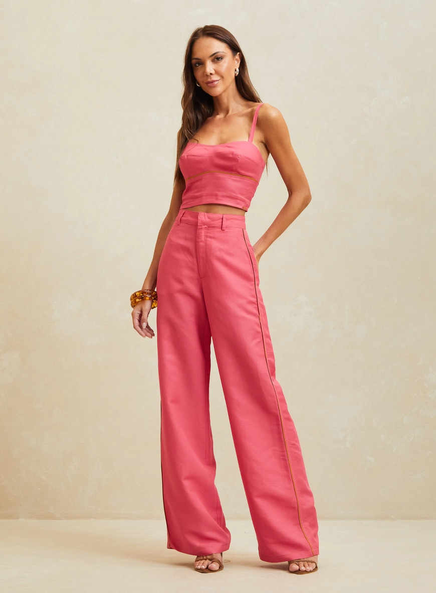 Top Estruturado Com Lastex Rosa