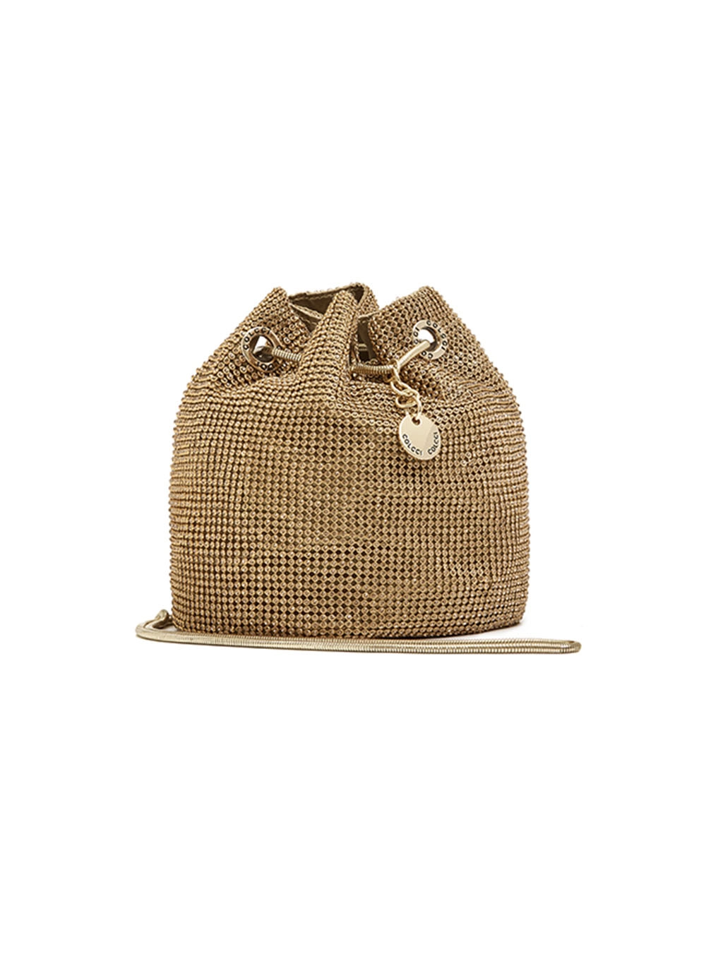 Bolsa Bucket Strass Dourado