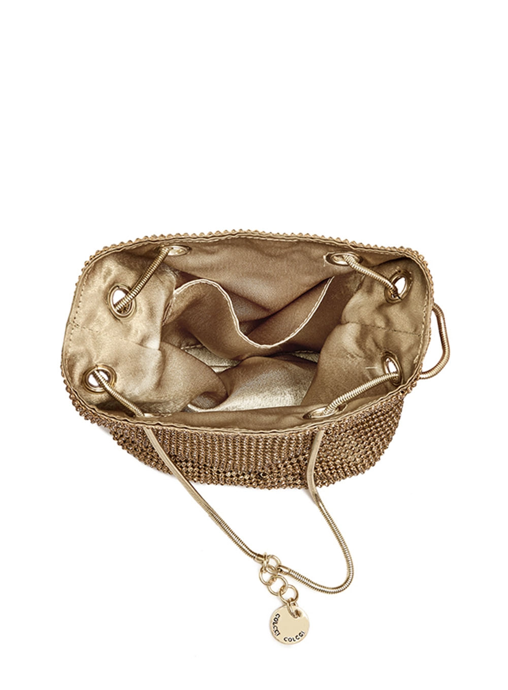 Bolsa Bucket Strass Dourado
