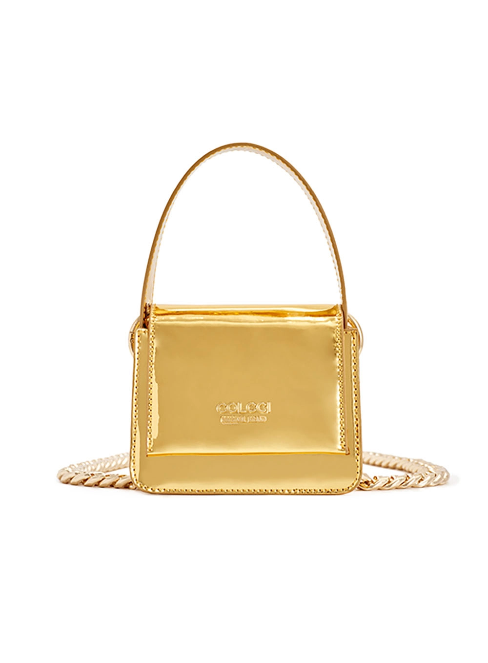 Bolsa Corrente Crossbody Specchio Metalizada Dourado
