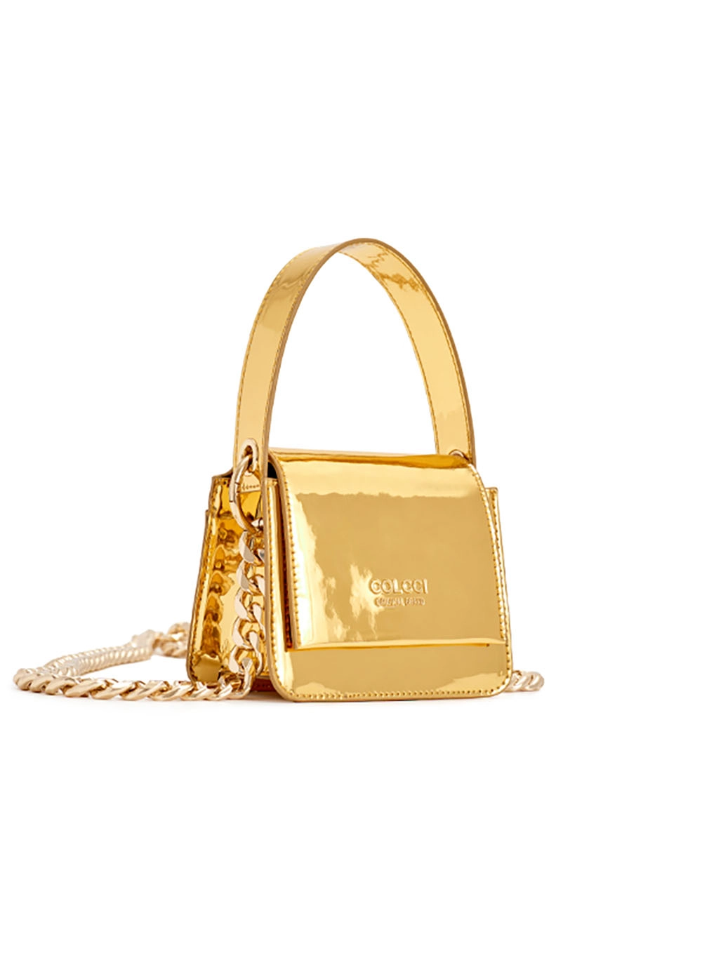 Bolsa Corrente Crossbody Specchio Metalizada Dourado