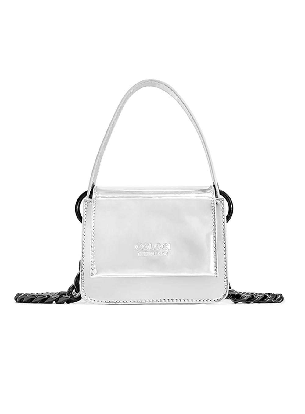 Bolsa Corrente Crossbody Specchio Metalizada Prata 