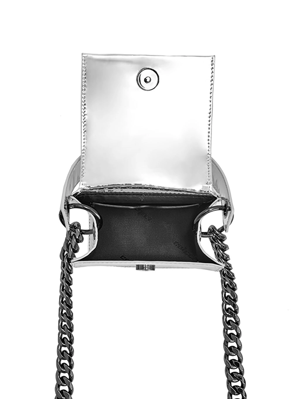 Bolsa Corrente Crossbody Specchio Metalizada Prata 