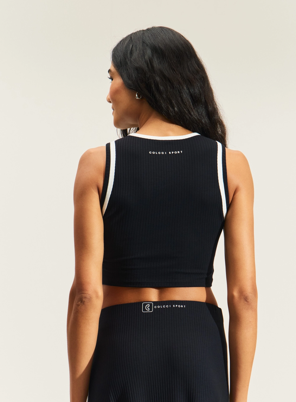 Top Cropped Feminino Canelado Com Nó PRETO