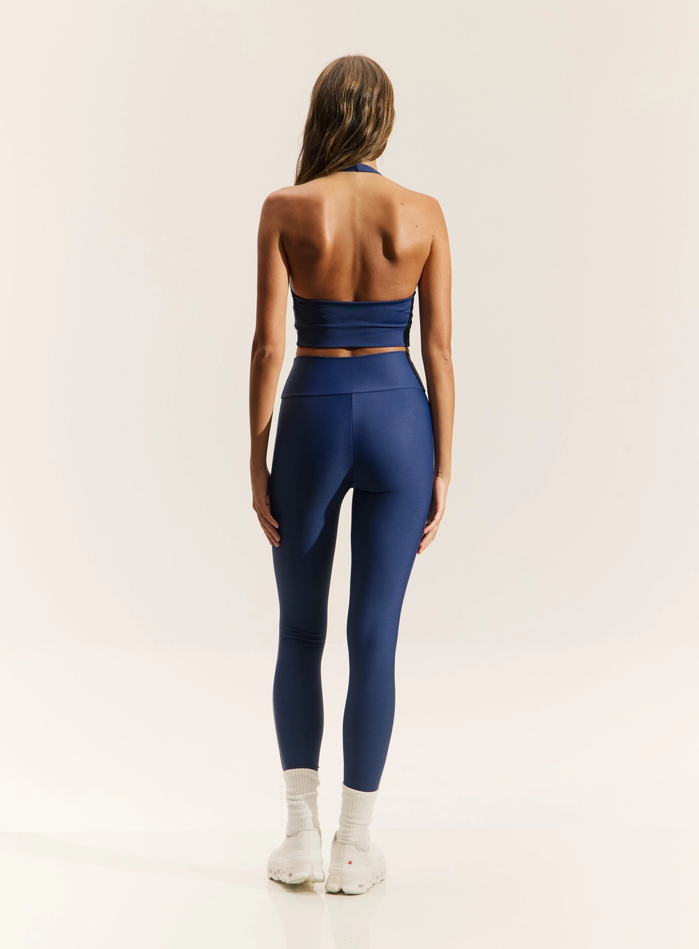 Calça Legging Feminina Com Cós Alto Azul