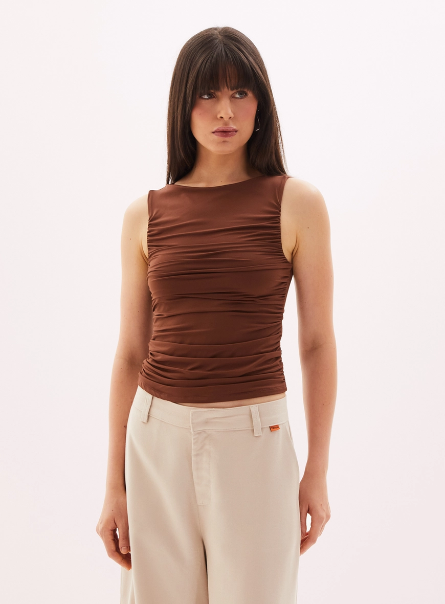 Blusa Feminina Drapeada Marrom 2