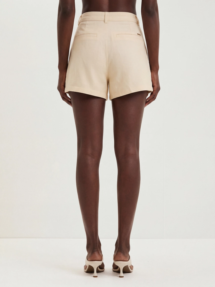 Short Alfaiataria Com Pregas Bege 2