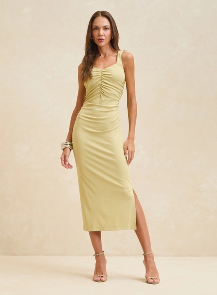 Vestido Midi Canelado Justo