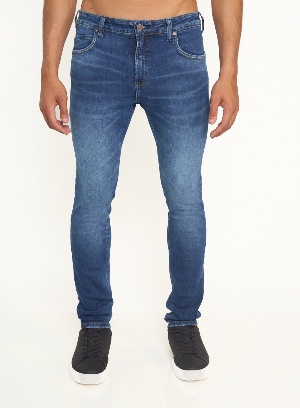 Calça Masculina Skinny Jeans Estonada Índigo