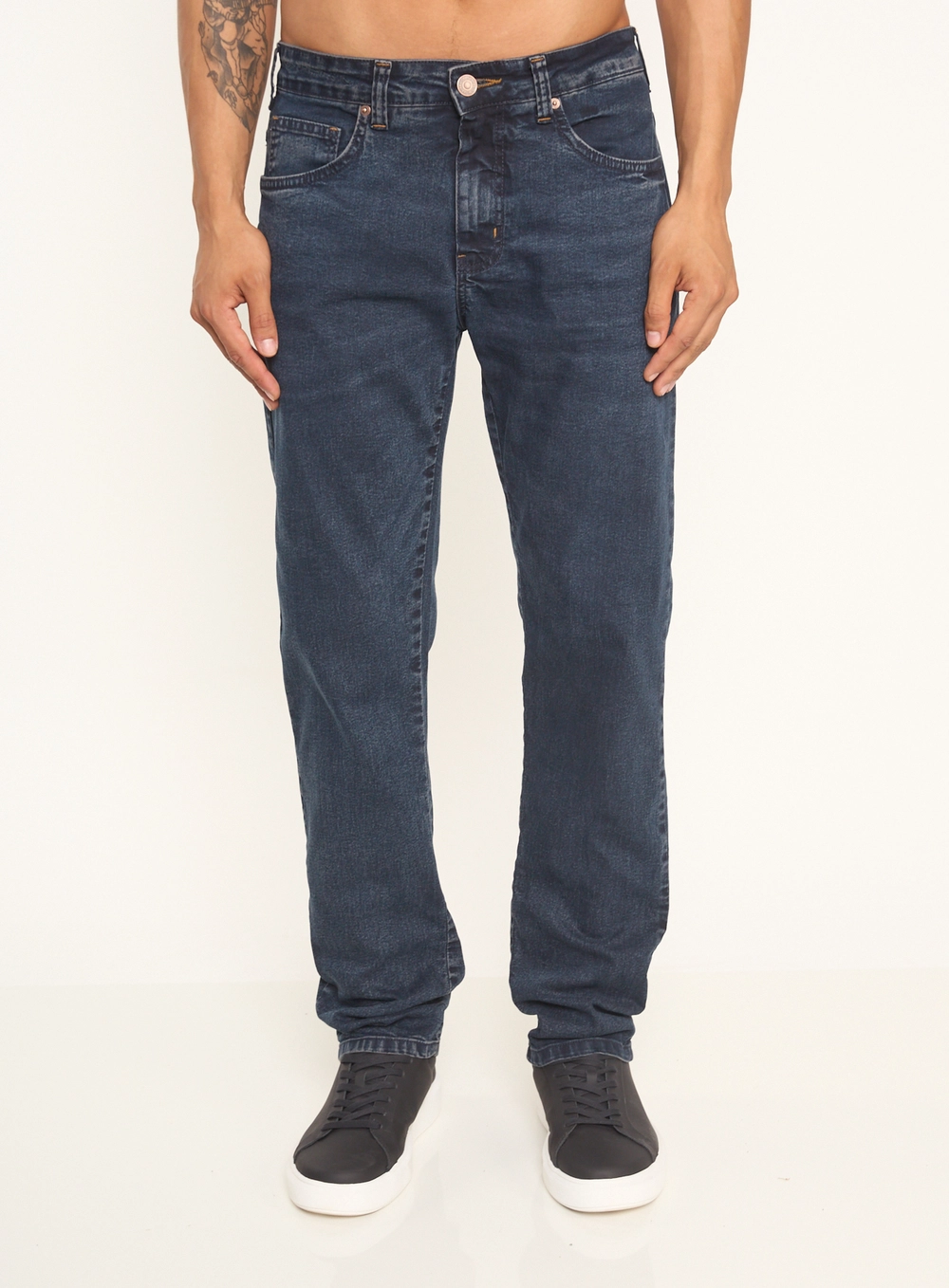 Calça Masculina Jeans Com Bolsos Índigo