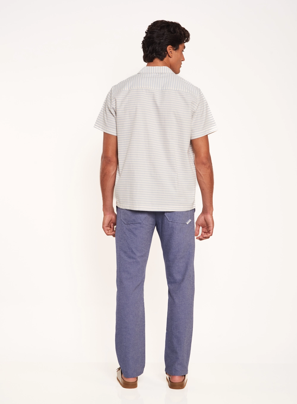 Calça Masculina Reta Com Textura E Bolsos Azul