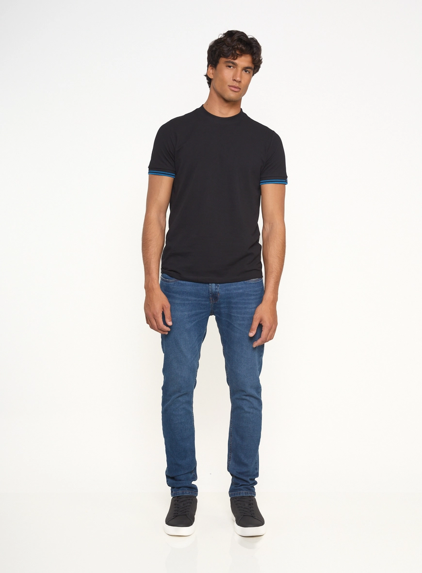 Calça Masculina Jeans Slim Com Efeito De Lavagem