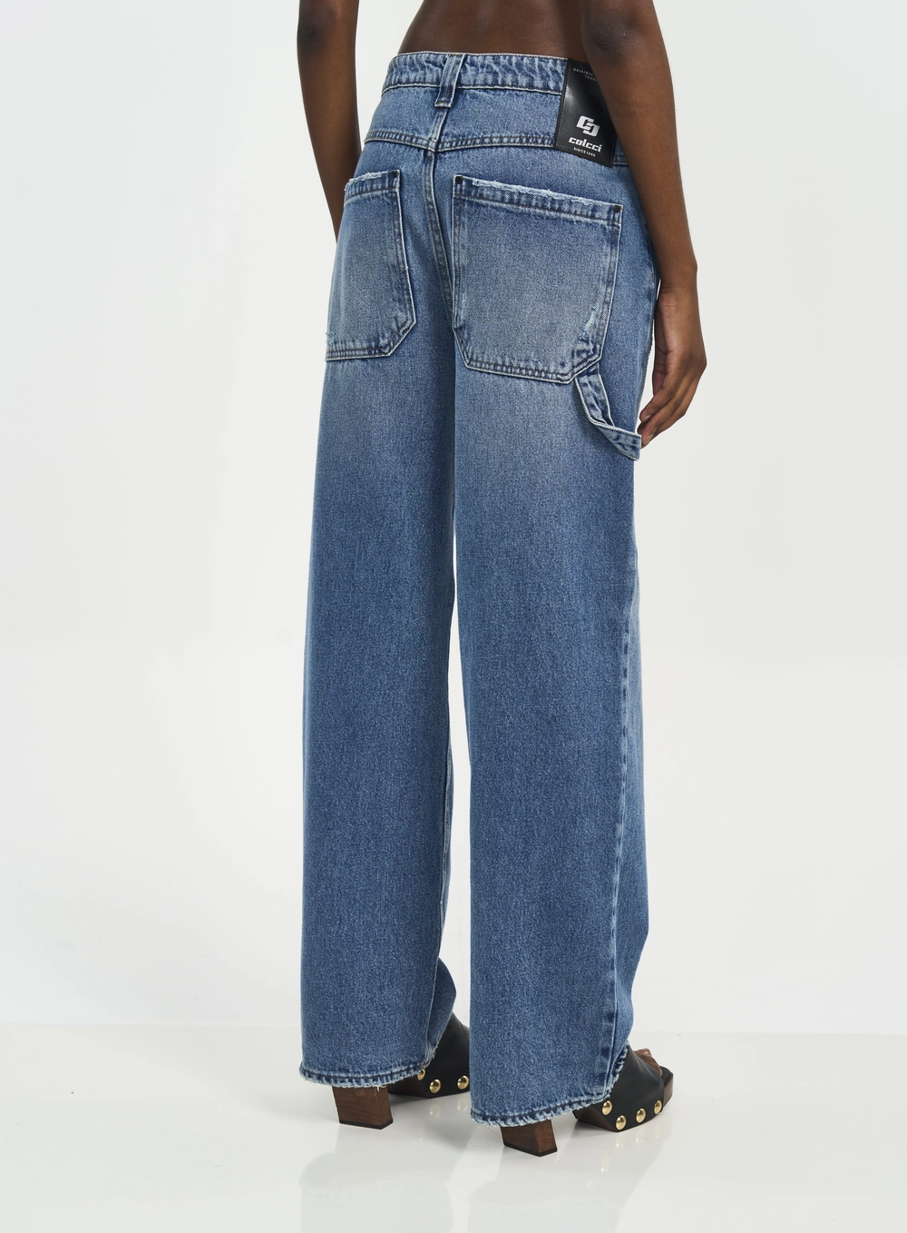 Calça Jeans Feminina Wide Leg Bruna Low Com Bolsos Índigo