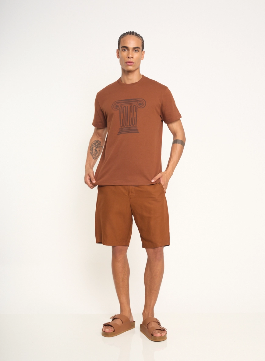 Bermuda Masculina De Linho Com Bolsos