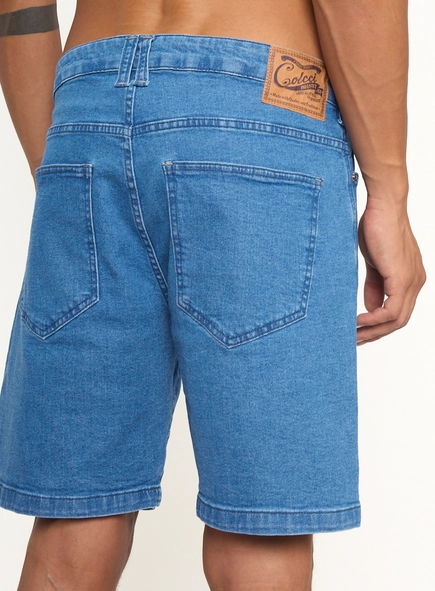 Bermuda Reta Jeans Com Bolsos Índigo