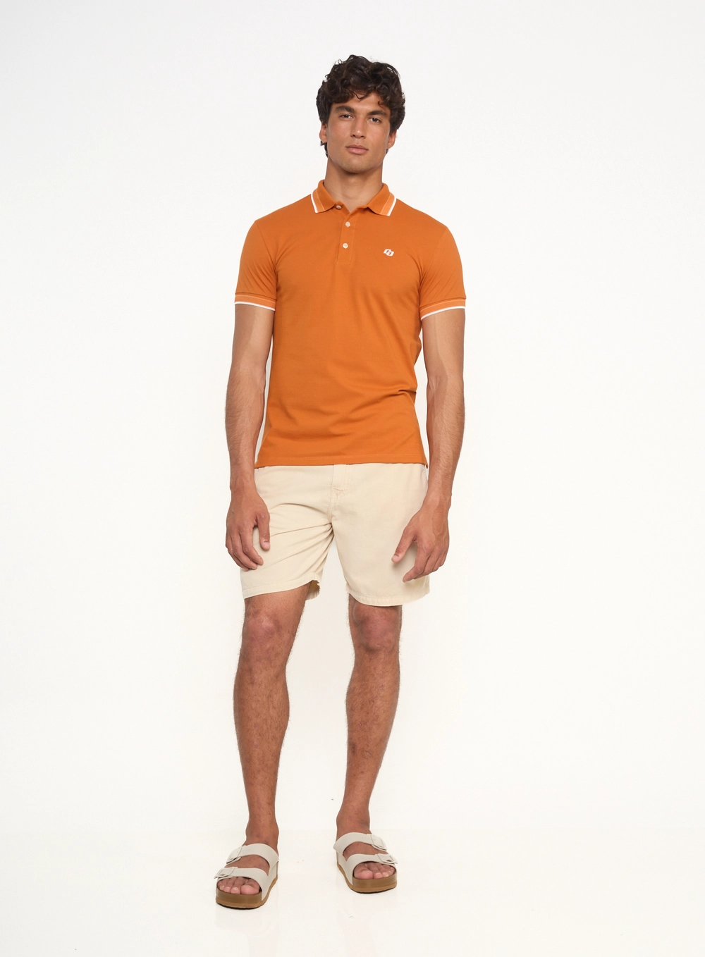 Bermuda Reta Masculina Casual Bege