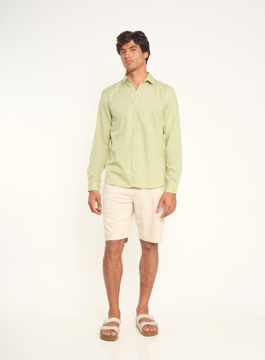 Camisa Masculina Manga Longa Com Botões