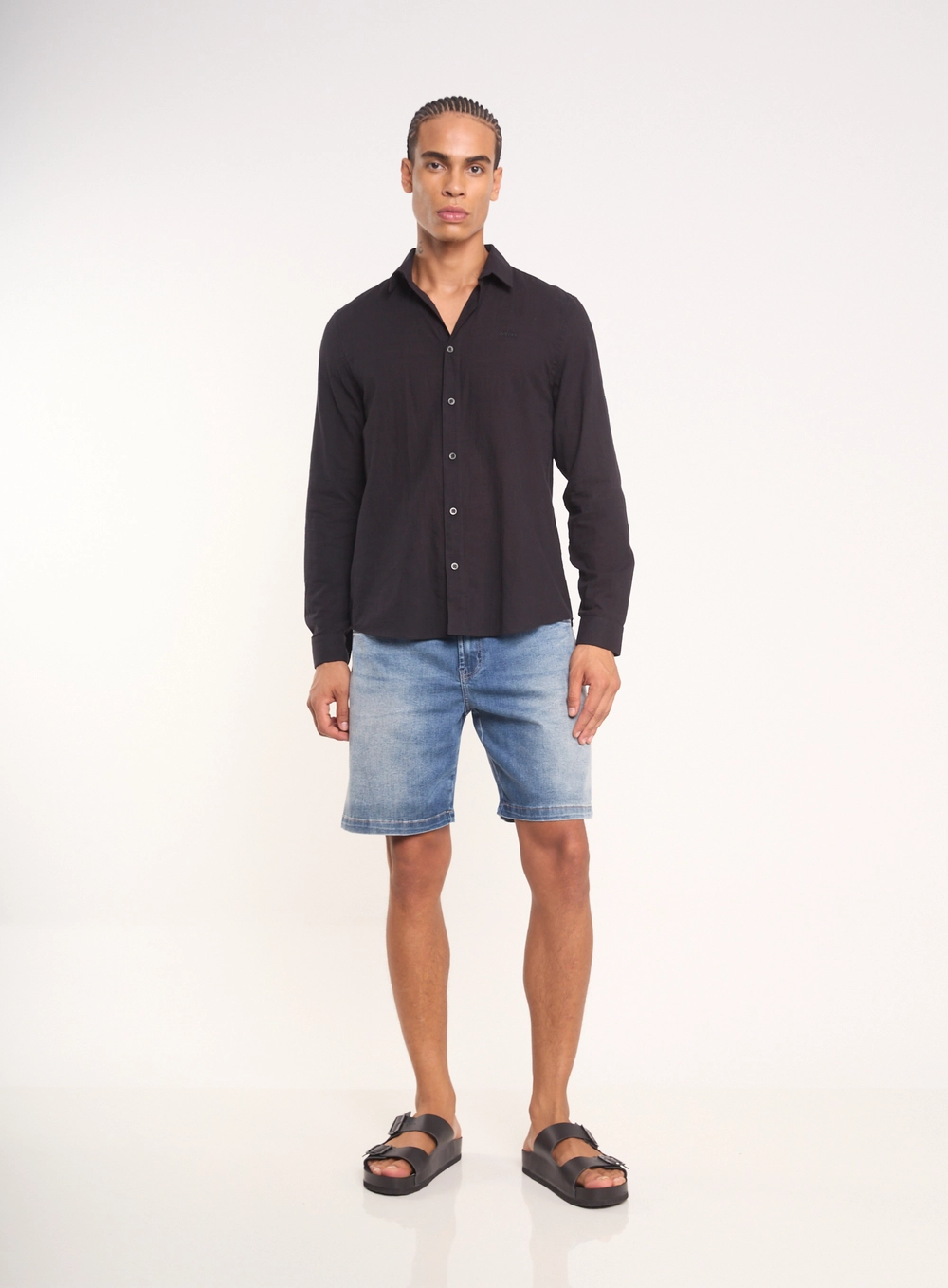 Camisa Masculina Manga Longa Preto