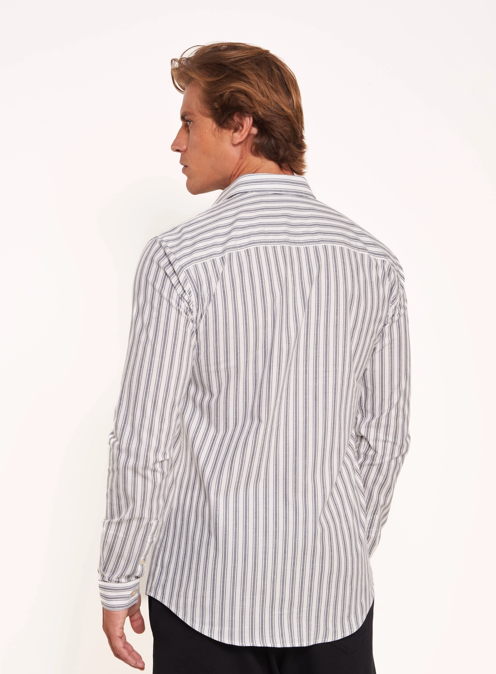 Camisa Masculina Listrada Com Logo Estampados