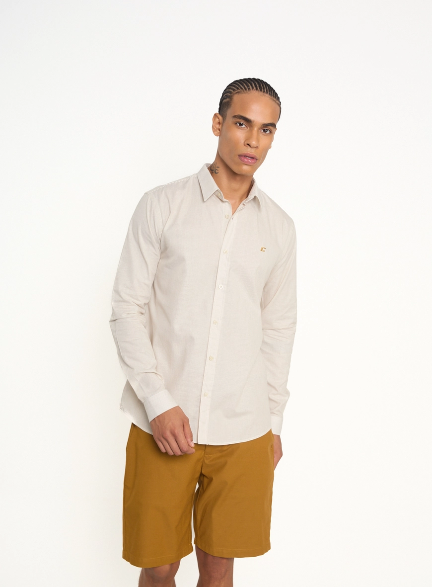 Camisa Masculina Listrada Com Mini Logo