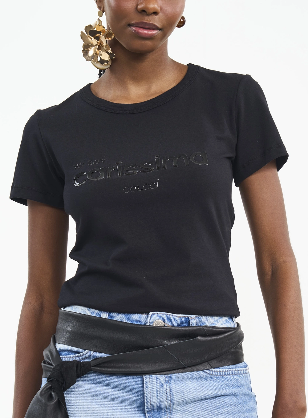 Camiseta Com Escrita E Logo Preto
