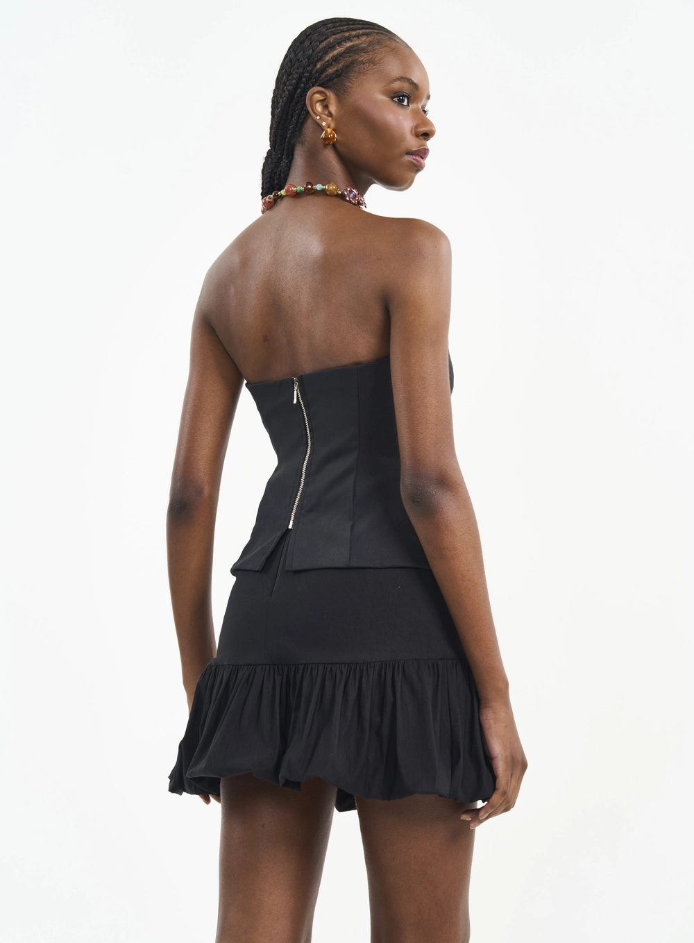 Blusa Corset Tomara Que Caia Com Zíper Preto